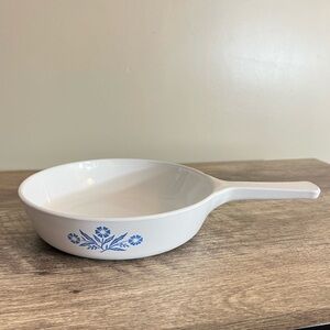 VTG Corning Ware 6 1/2 inch skillet pan Blue White Cornflower Pattern Made USA